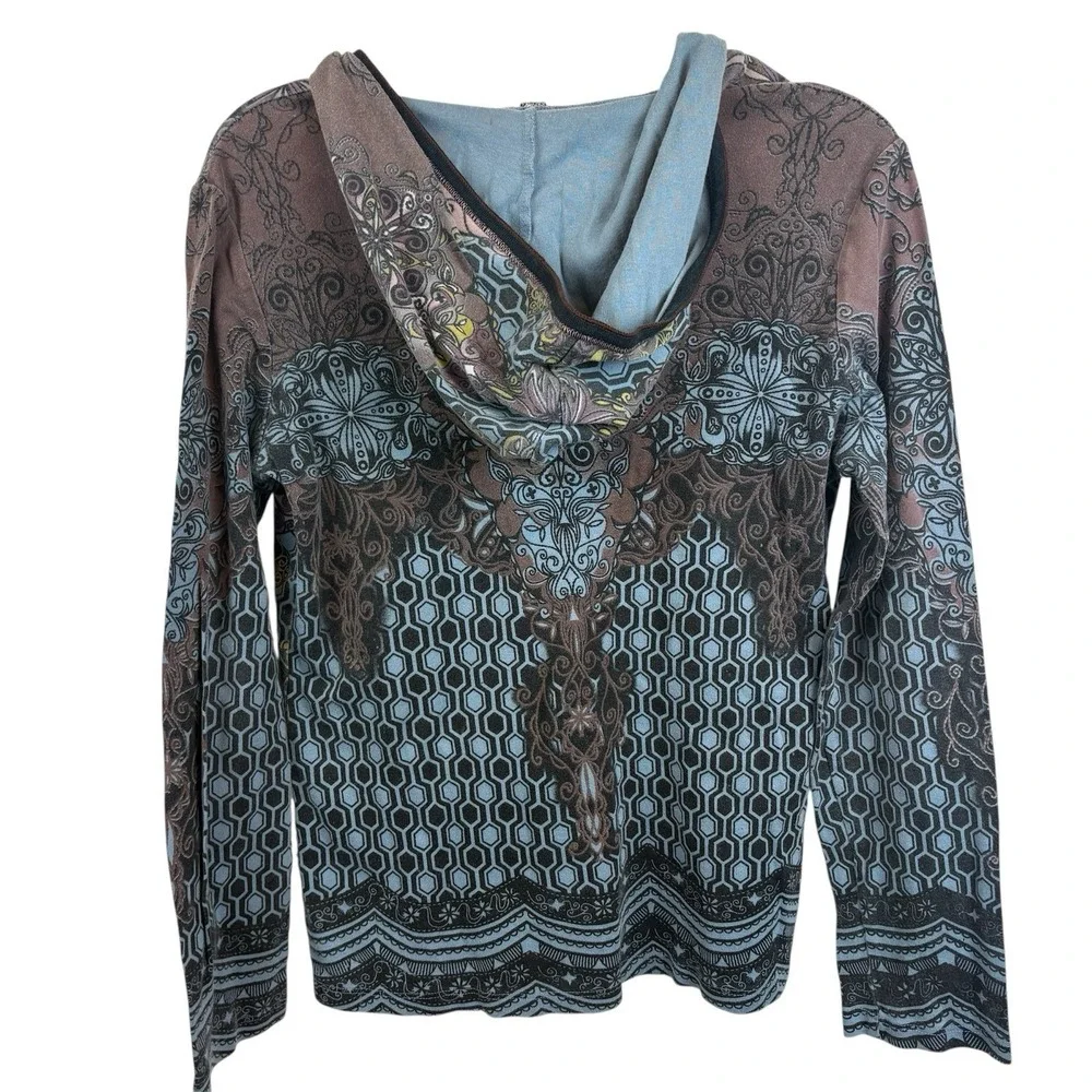 Y2K Vanilla & Sugar Bedazzled Zip Up Jacket Grunge Made in‎ USA Sz M 100% Cotton